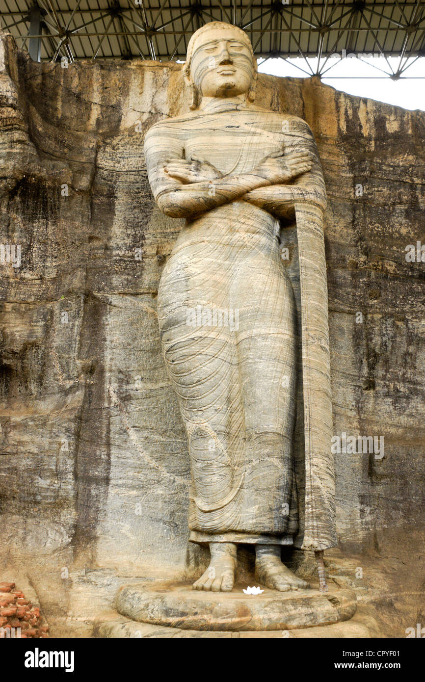 Buddha-Statue am Gal Vihara, Polonnaruwa, Sri Lanka Stockfoto