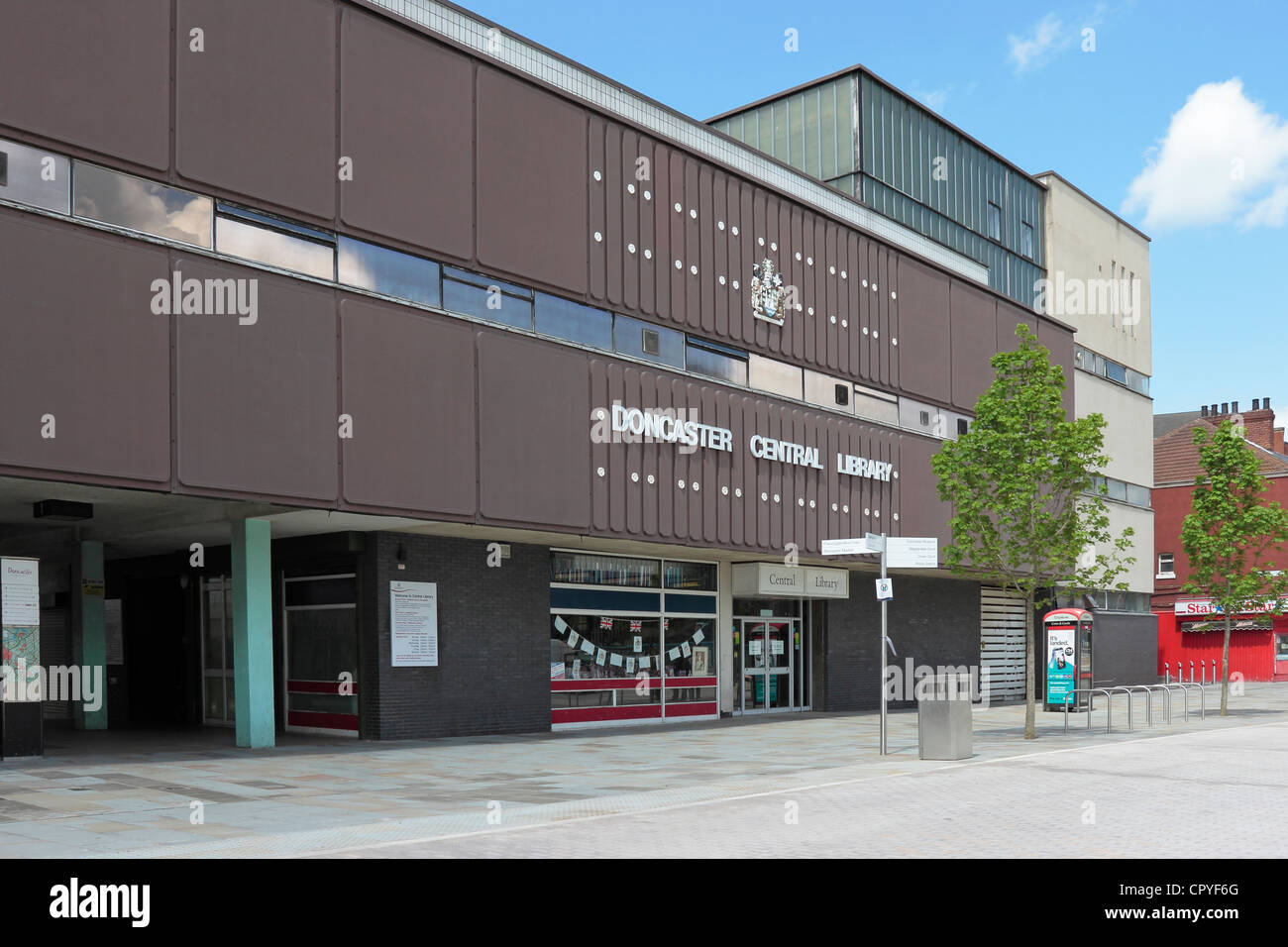 Doncaster Central Library beim Bau des kulturellen Viertel Stockfoto