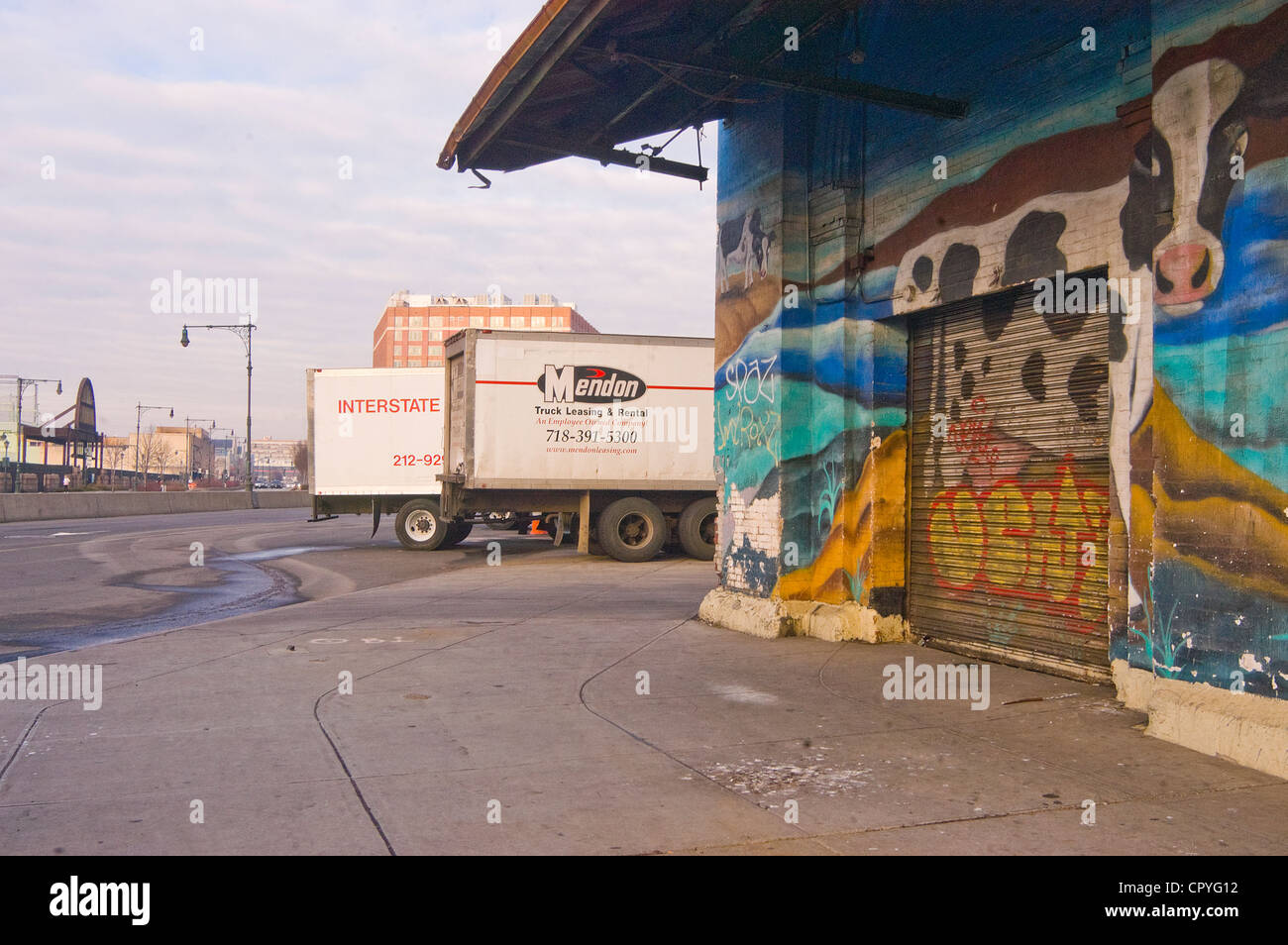 Kuh Wandbild, Meatpacking district Stockfoto