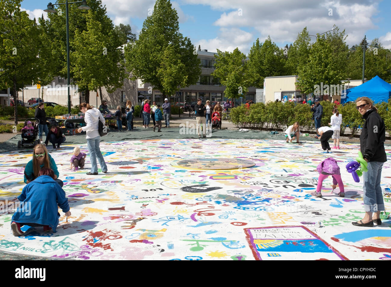 Spielplatz im freien Boden Malerei-Projekt, Lappeenranta, Finnland Stockfoto