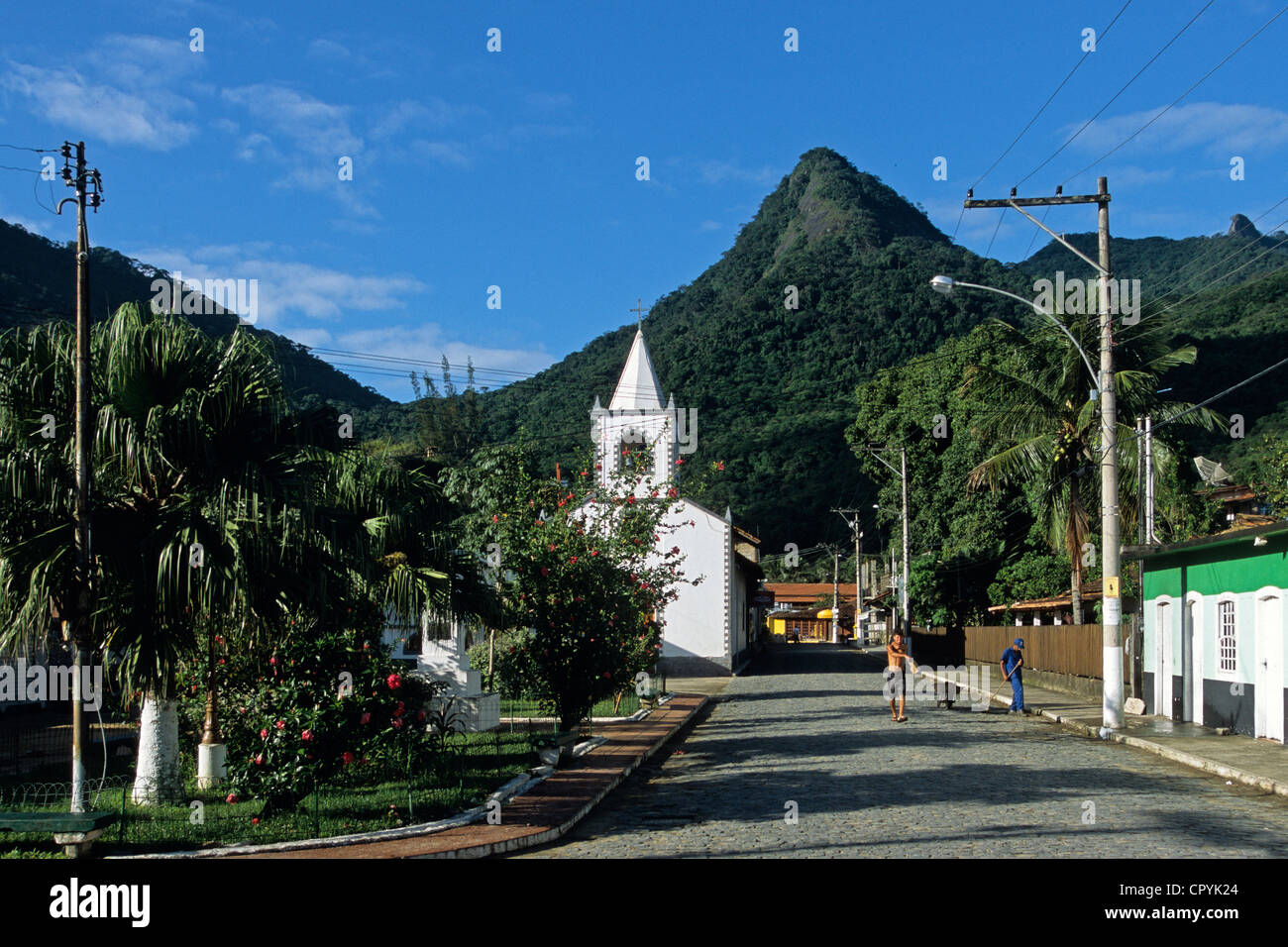 Brasilien, Bundesstaat Rio De Janeiro, Costa Verde, Ilha Grande, Vila do Abraão Dorf Stockfoto