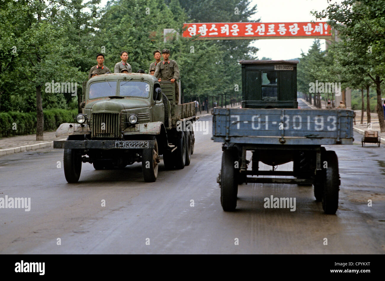 Nordkorea auf der Straße von den 38. Breitengrad Stockfoto