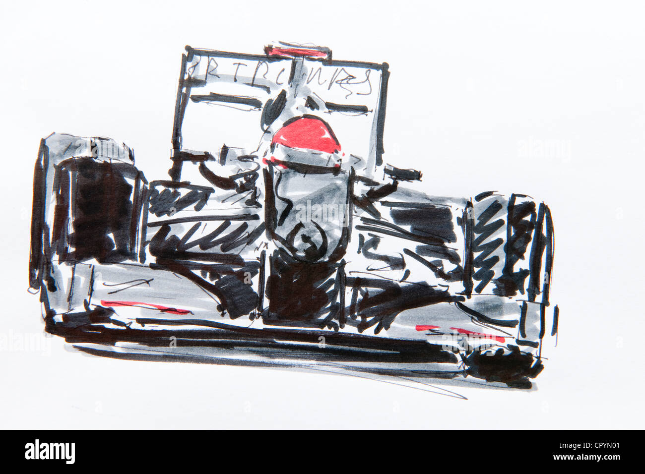 Formel 1 Auto, Rennen, Zeichnung von Gerhard Kraus, Kriftel, Deutschland Stockfoto