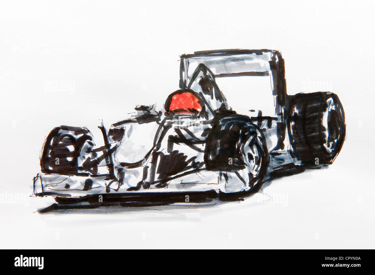 Formel 1 Auto, Rennen, Zeichnung von Gerhard Kraus, Kriftel, Deutschland Stockfoto