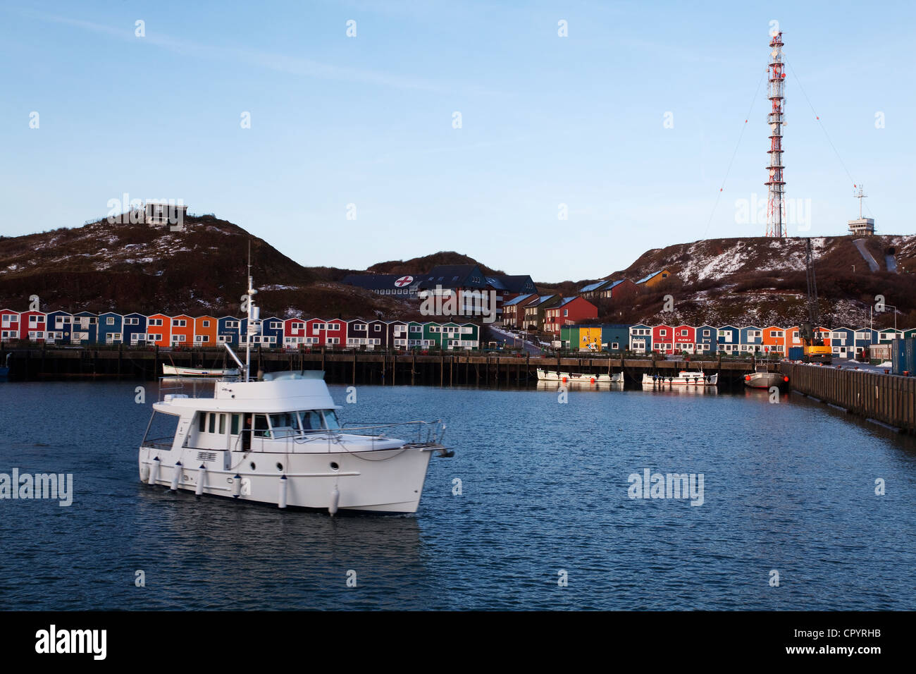 Boot, Hummer, Baracken, Helgoland, Schleswig-Holstein, Deutschland, Europa Stockfoto