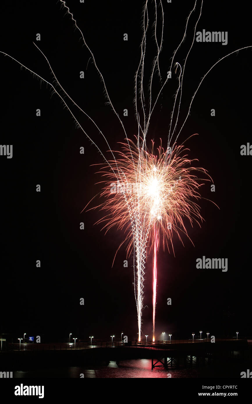 Silvester Feuerwerk das Neue Jahr, Helgoland, Schleswig-Holstein, Deutschland, Europa Stockfoto
