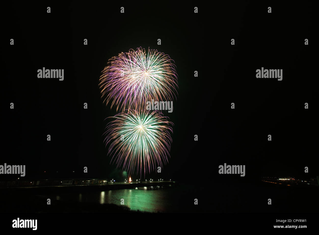 Silvester Feuerwerk das Neue Jahr, Helgoland, Schleswig-Holstein, Deutschland, Europa Stockfoto