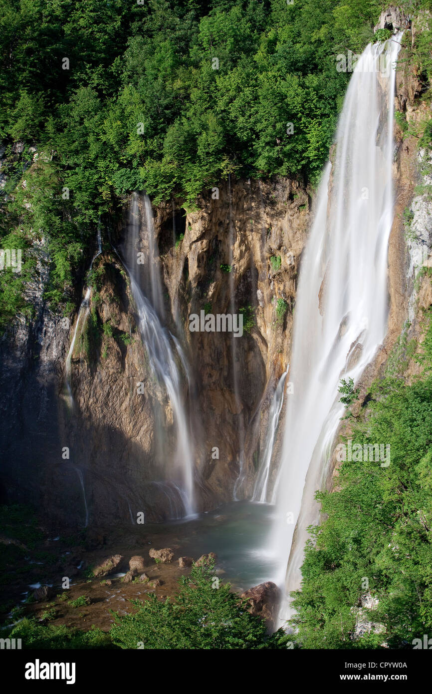 Wasserfall, Nationalpark Plitvicer Seen, UNESCO World Heritage Site, Kroatien, Europa Stockfoto