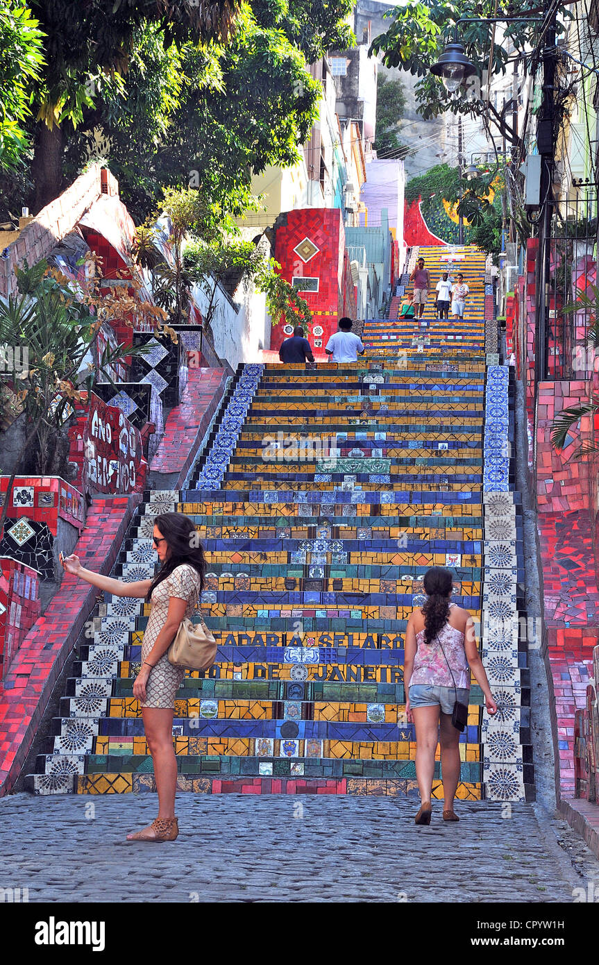 Selaron Treppe Lapa Rio de Janeiro Brasilien Südamerika Stockfoto