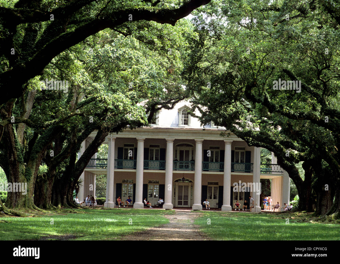 Vereinigten Staaten Louisiana Vacherie Oak Alley Plantation Antebellum Villa in Mississippi Flussufer gebaut im Jahre 1837 vor Stockfoto