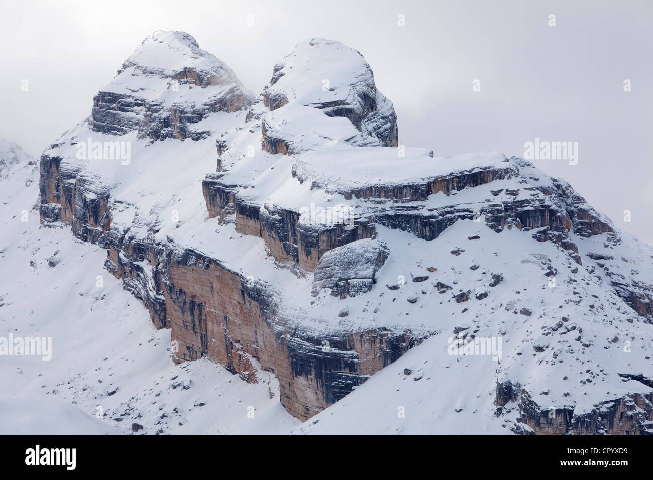 Tofana di Mezzo im Winter, Dolomiten, Südtirol, Italien, Europa Stockfoto