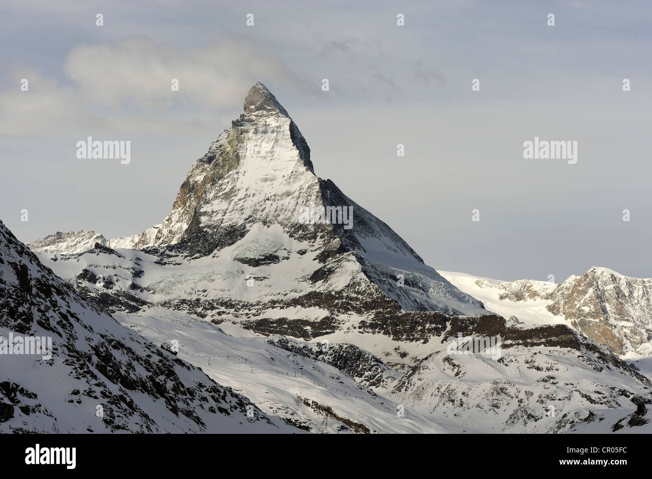 Mt. Matterhorn im Winter, Zermatt, Wallis, Schweiz, Europa Stockfoto