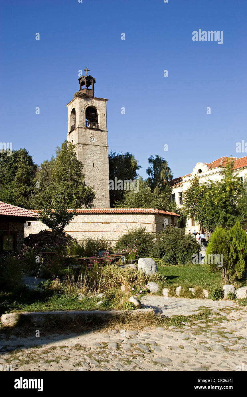 Bulgarien, Bansko, Wintersports resort in das Massiv des Pirin, Kirche Stockfoto