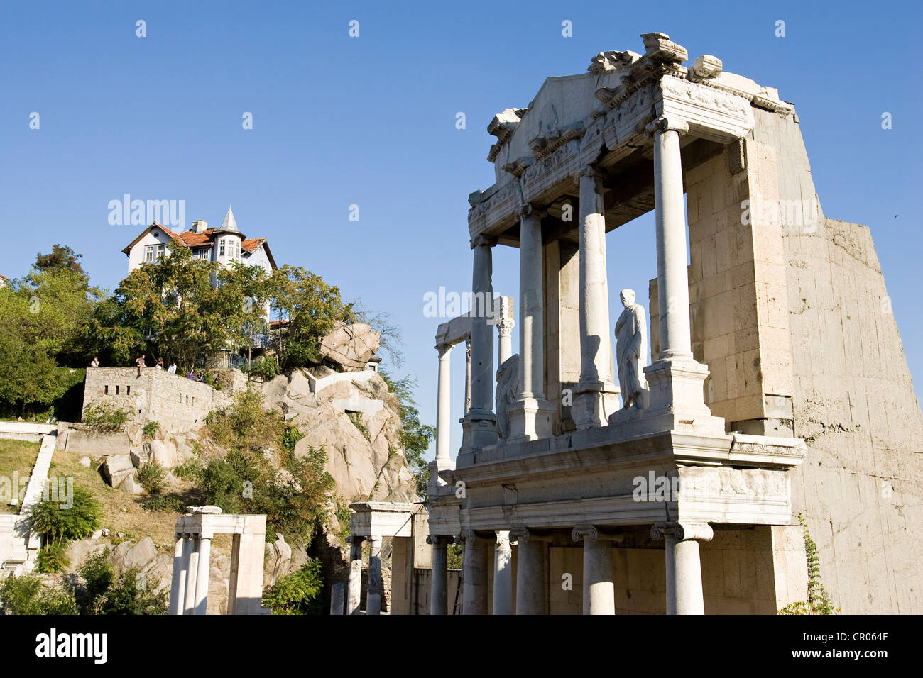 Bulgarien, Plovdiv, Altstadt, Römisches Theater auf dem Hügel Stockfoto