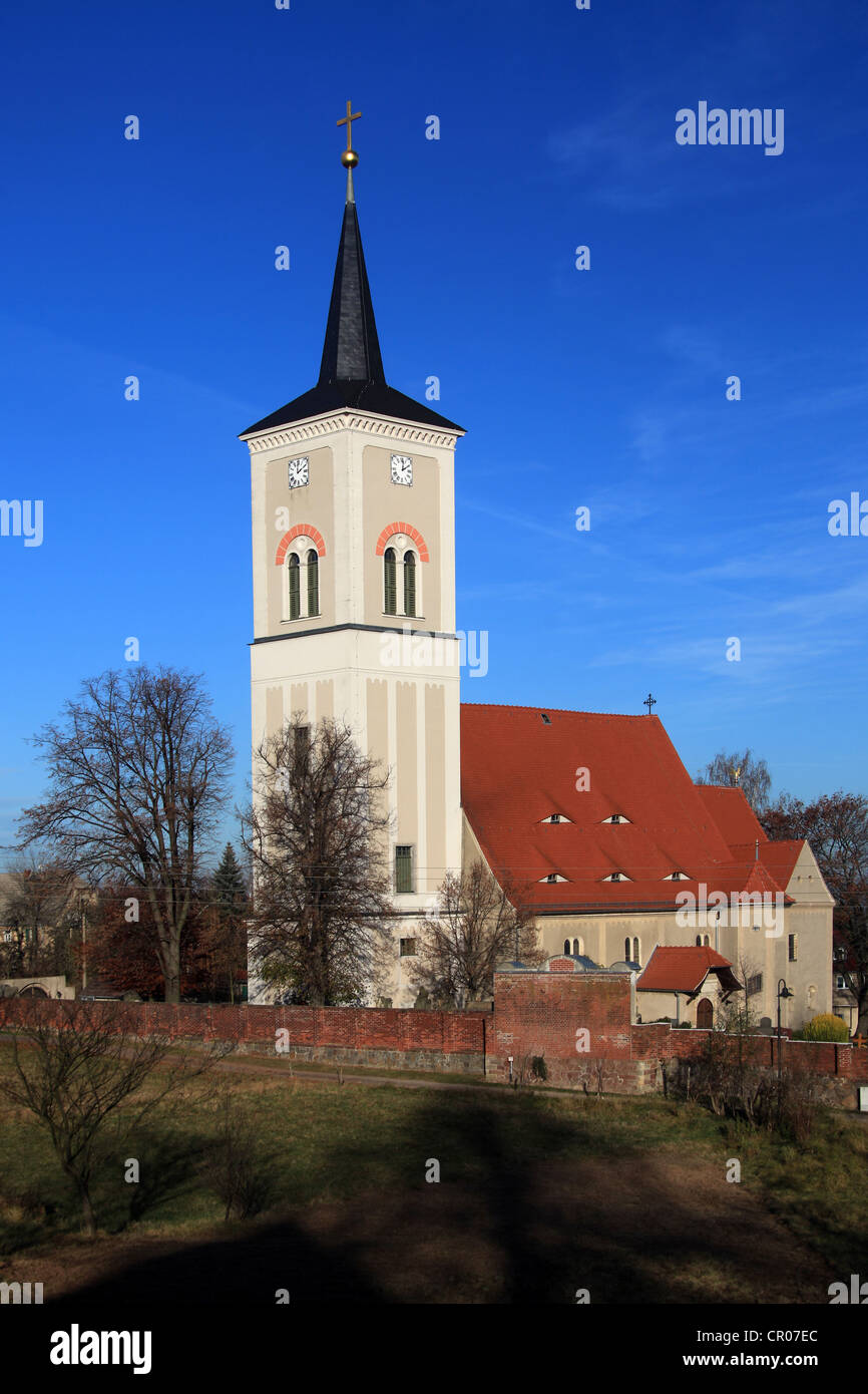 Kirche von Naustadt, Klipphausen, Linkselbische Taeler, Täler am linken Ufer der Elbe Fluss, Sachsen, Deutschland, Europa Stockfoto