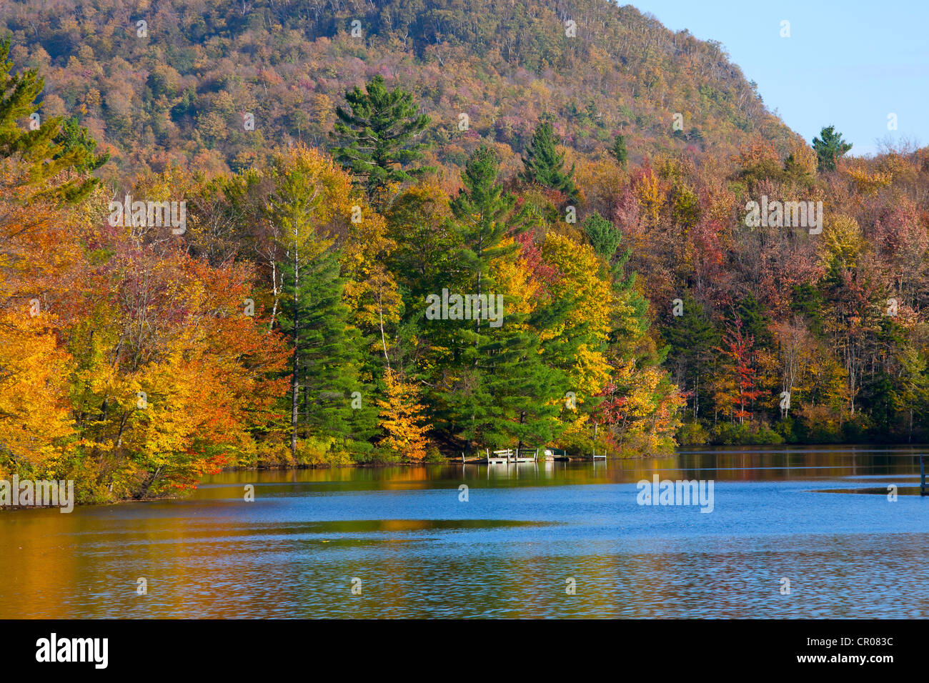 Sallys Teich im Herbst, Westen Bolton, Quebec, Kanada Stockfoto