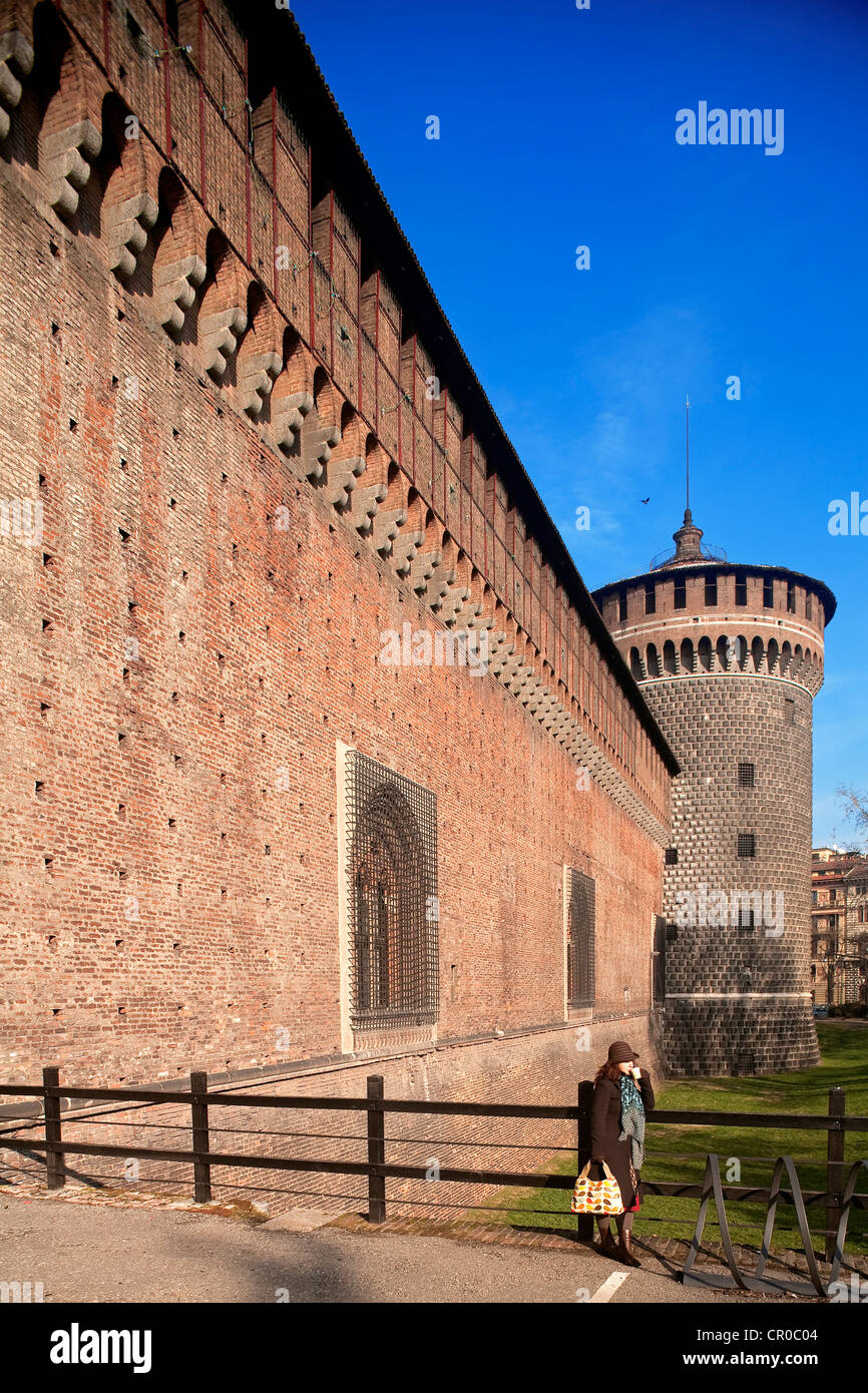 Italien, Lombardei, Mailand, Castello Sforzesco, Festung, die vom 15. Jahrhundert, Haupteingang Stockfoto