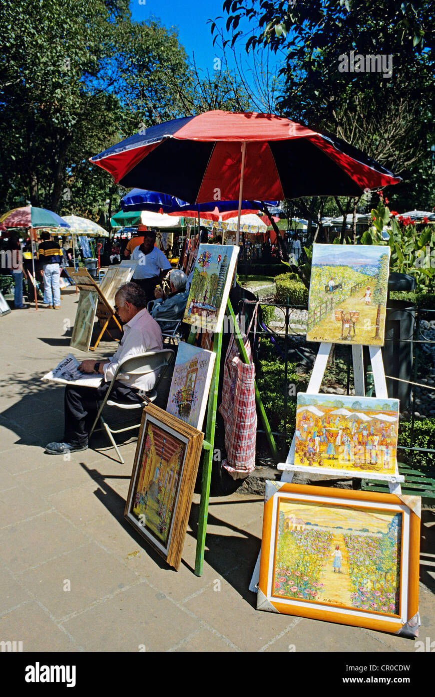 Mexiko, Federal District, Mexico City, San Angel District, Plaza San Jacinto, Del Sabado Basar, Gemälde Markt Stockfoto