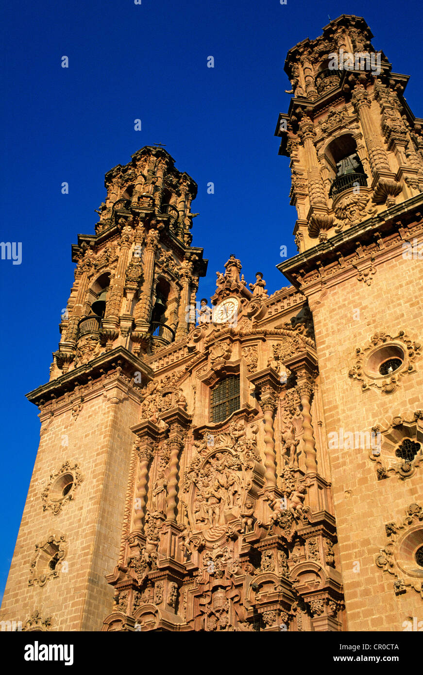 Mexiko, Guerrero, Taxco, Santa Prisca Staatskirche Stockfoto