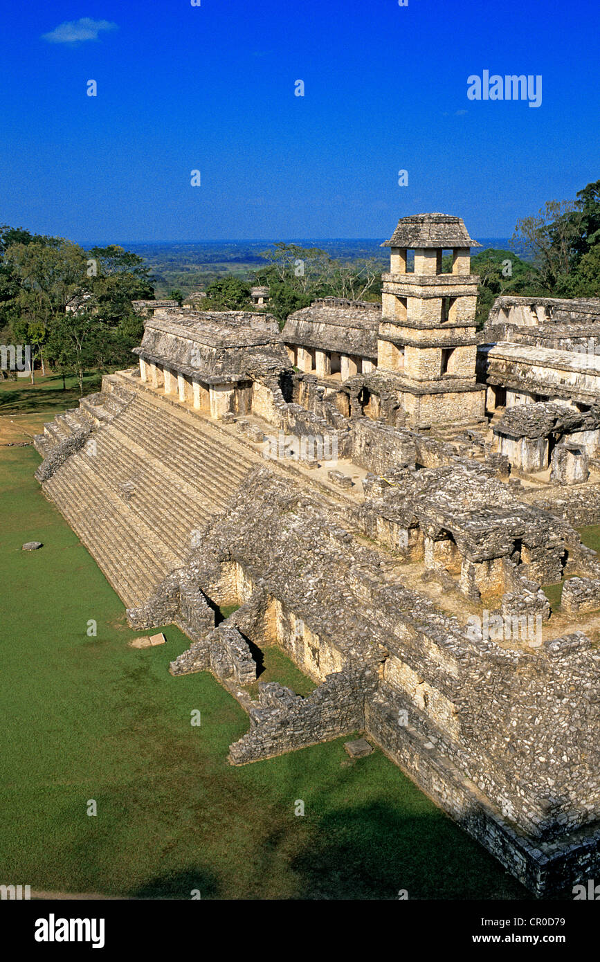 Mexiko, Chiapas Zustand, Maya-Stätte von Palenque, Weltkulturerbe der UNESCO, El Palacio Stockfoto
