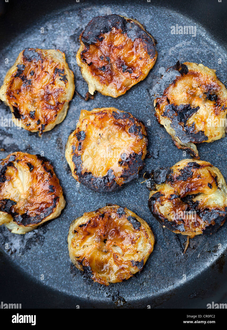 Frittierte Bananenscheiben Stockfoto