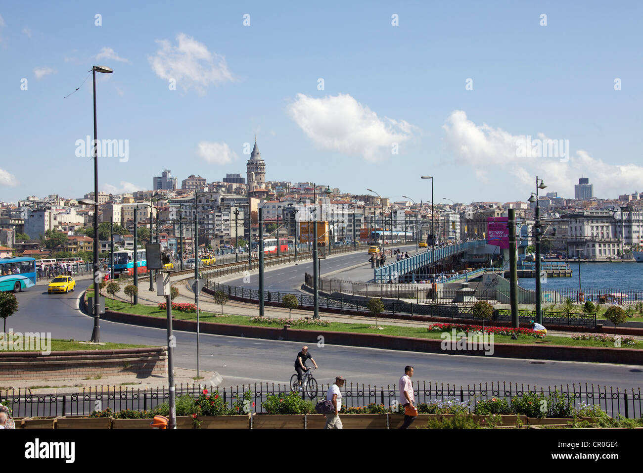 Galata-Brücke, Galata Turm, Istanbul, Türkei Stockfoto