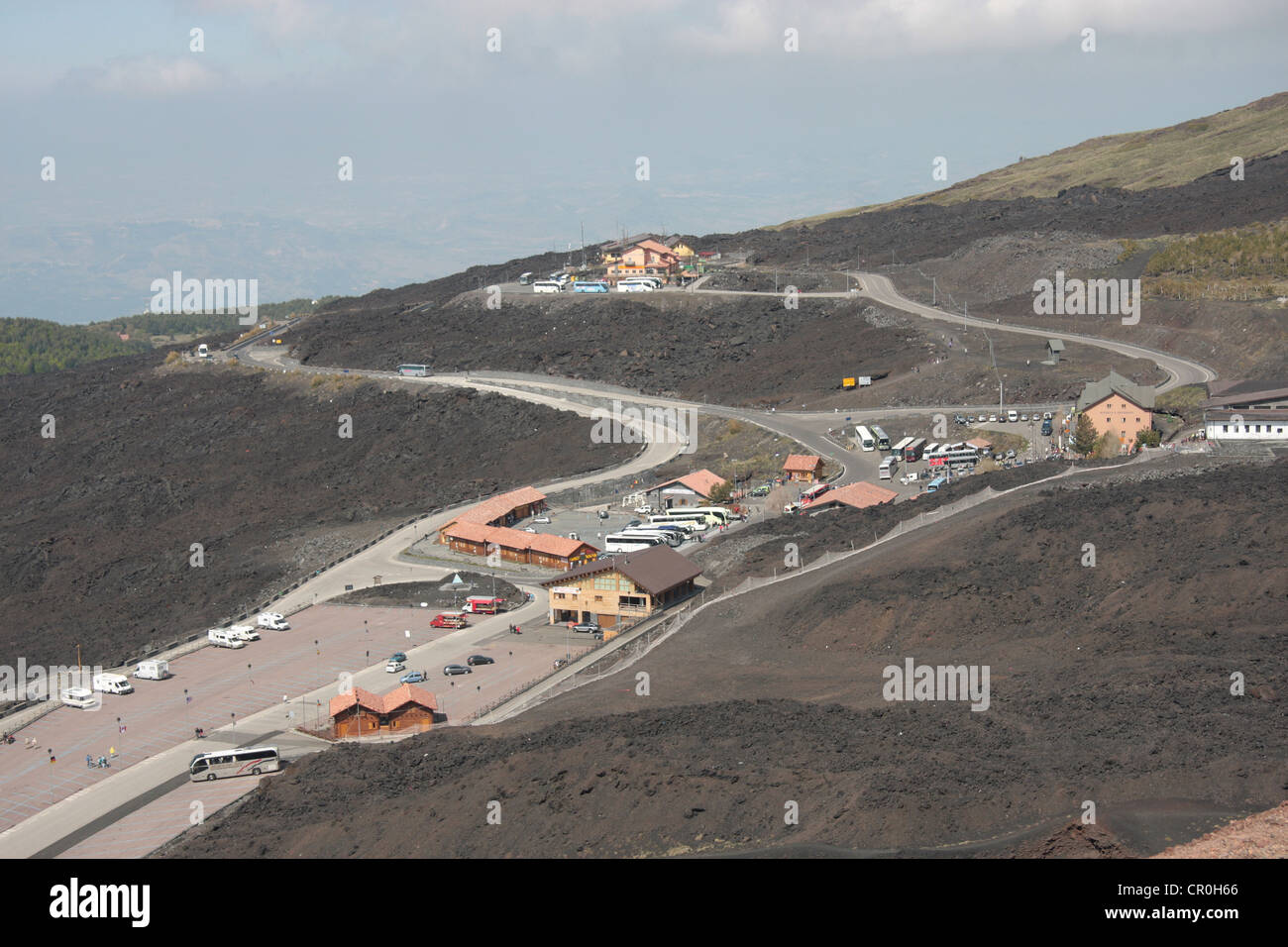 Besucherzentrum in der Nähe von Silvestri Craters an den unteren Hängen des Ätna, Sizilien, Italien Stockfoto