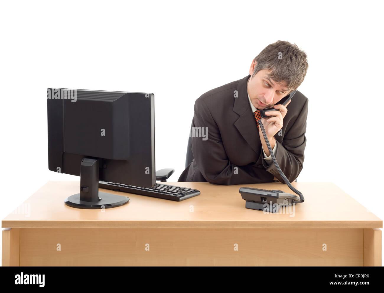 Eine Lüge zu sagen, über gefälschte ernsthaften Anruf Stockfoto