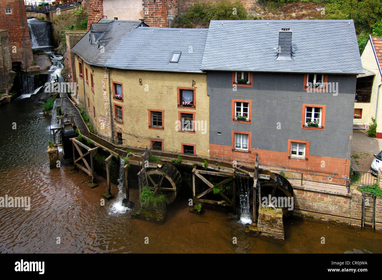 Mühle Museum Hackenberger Muehles, Wassermühle Komplex von drei gestaffelten Mühlen, Saarburg, Rheinland-Pfalz, Deutschland, Europa Stockfoto