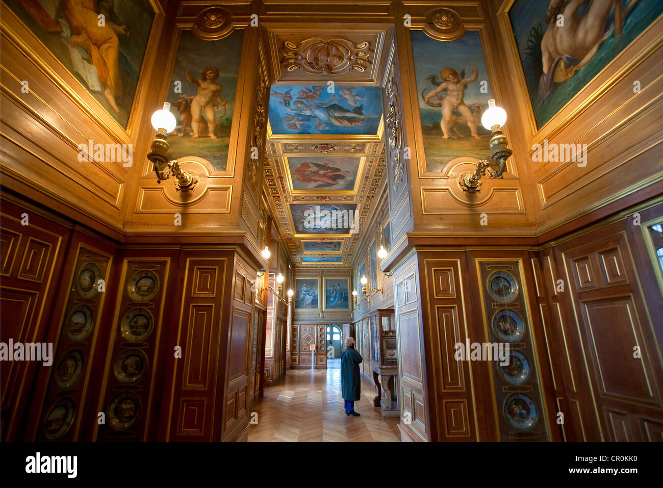 Frankreich, Seine et Marne, Fontainebleau, das Königsschloss UNESCO-Weltnaturerbe, die Platten-Galerie Stockfoto
