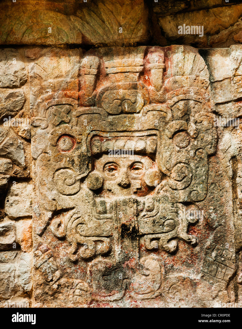 Mexiko, Yucatan, Chichen Itza, Maya-Ruinen, Schnitzereien Stockfoto