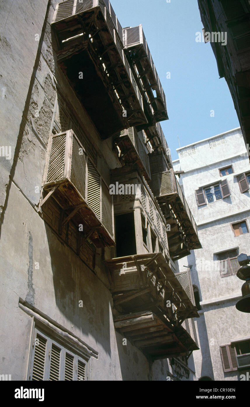 Szenen im alten historischen Zentrum von Dschidda genannt Al-Balad, und einige der neueren angrenzenden modernen Entwicklungen. Stockfoto