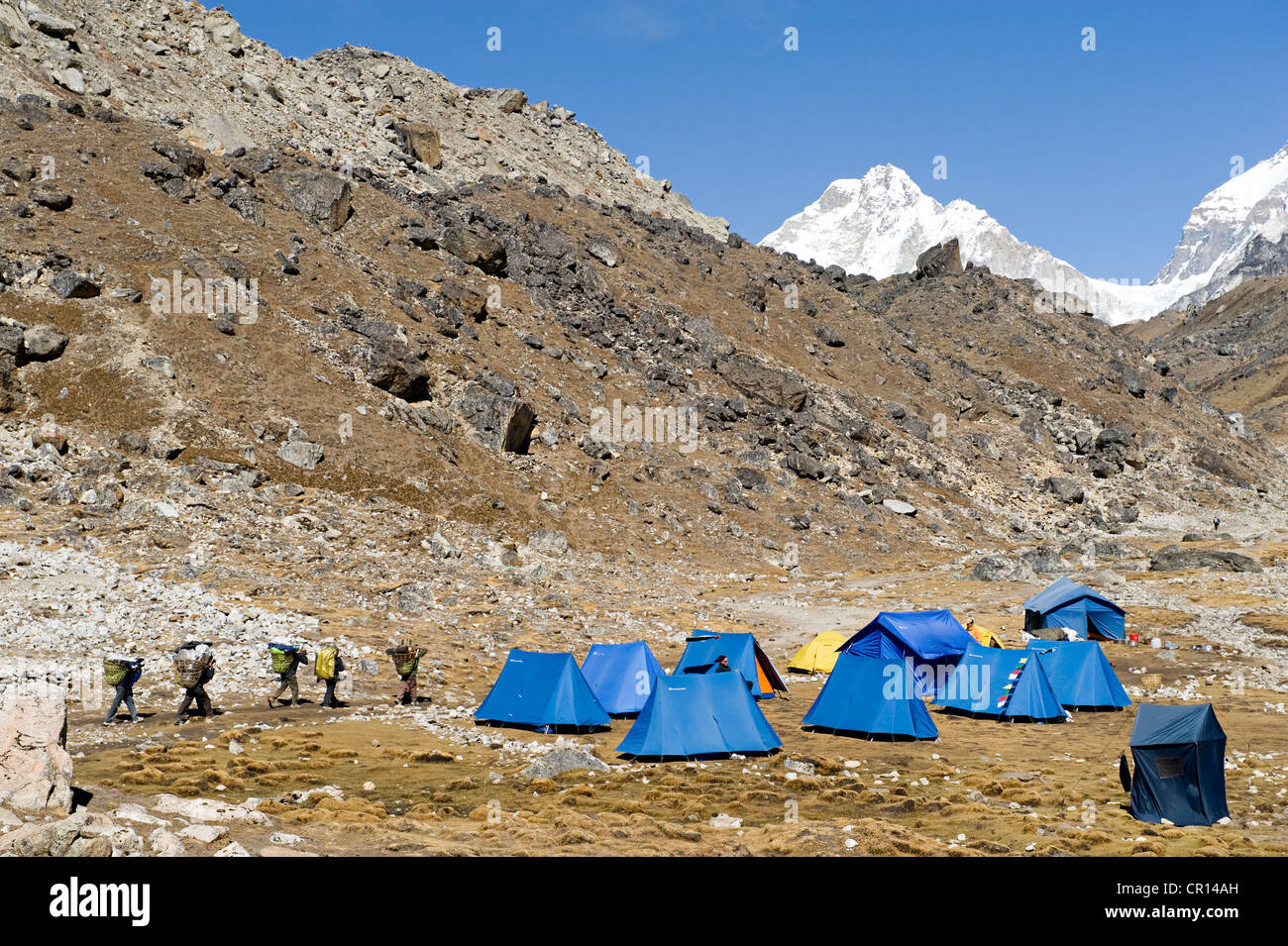 Nepal, Sagarmatha Nationalpark, Solu Khumbu Viertel, Everest, Lobuche (4910 m), Biwak Stockfoto