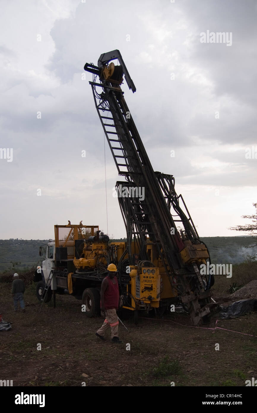 Exploration Bergbau Bohrständer. Bohren in Süd-west-Kenia, Afrika Stockfoto