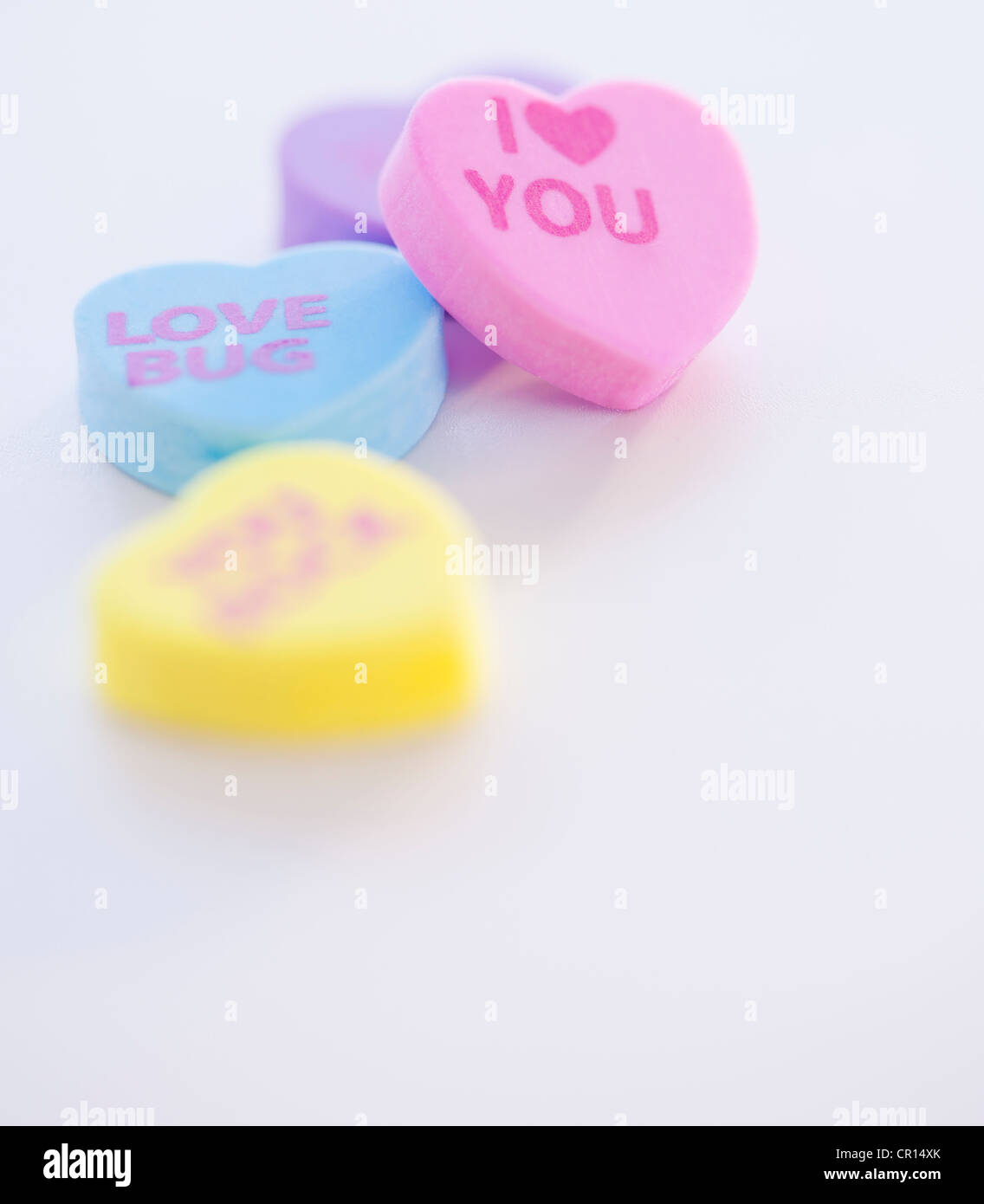 Nahaufnahme von Valentinstag Dekorationen, Studio gedreht Stockfoto