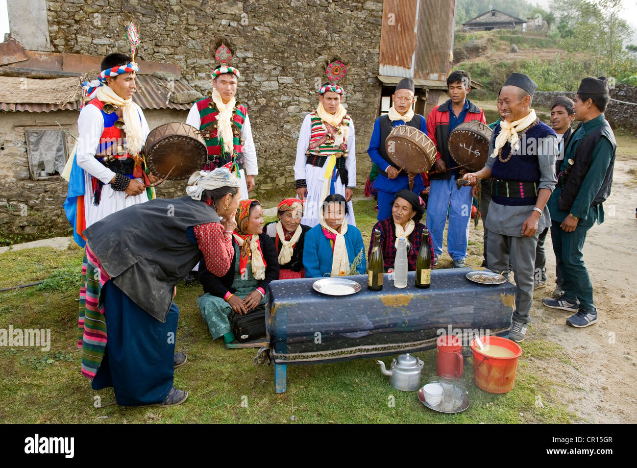 Nepal, Great Himalaya Range, Helambu Gebiet, Zone Bagmati, Zeremonie der Schamanen (Medizinmänner) Stockfoto