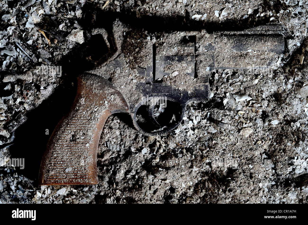 Replica Revolver aus Esche Stockfoto