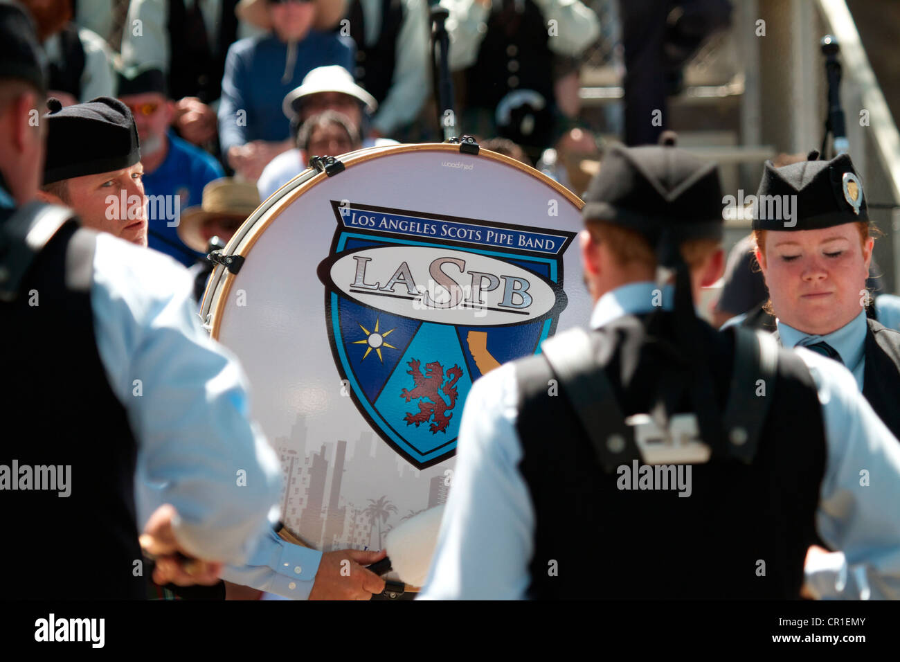 Los Angeles Scottish Pipe Band beim Orange County Scottish Festival und Highland Games California Stockfoto