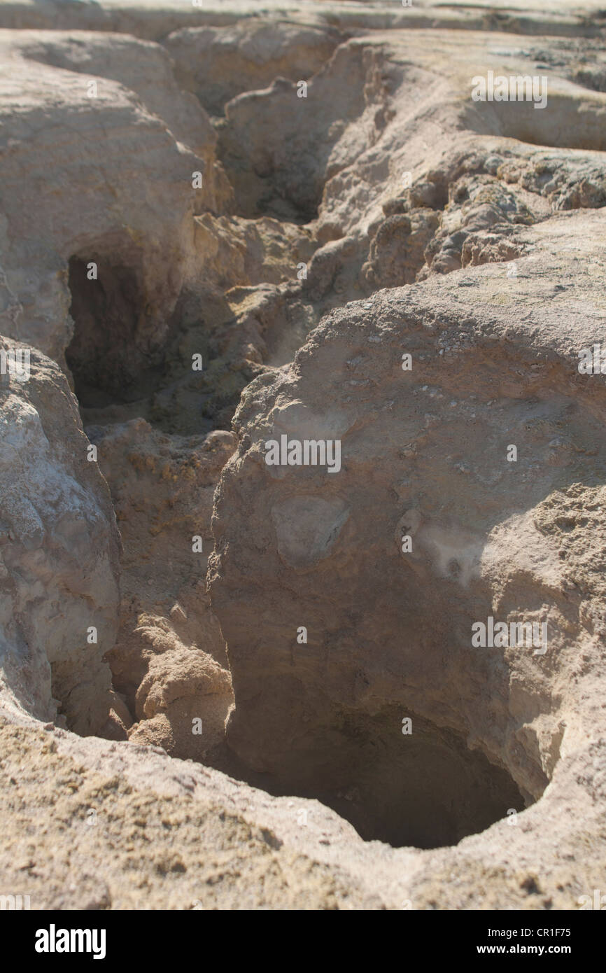 Formationen in den Krater des aktiven Vulkans Nisyros auf der griechischen Insel Nisyros... Stockfoto