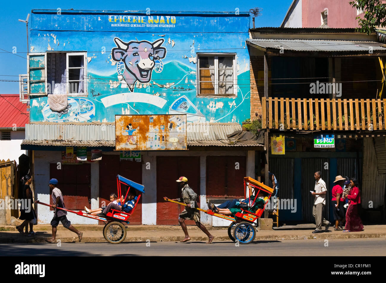 Madagaskar, Hochland, ehemalige Provinz von Antananarivo, Vakinankaratra Region, Bundesstraße 7, Antsirabe, Fassade Stockfoto
