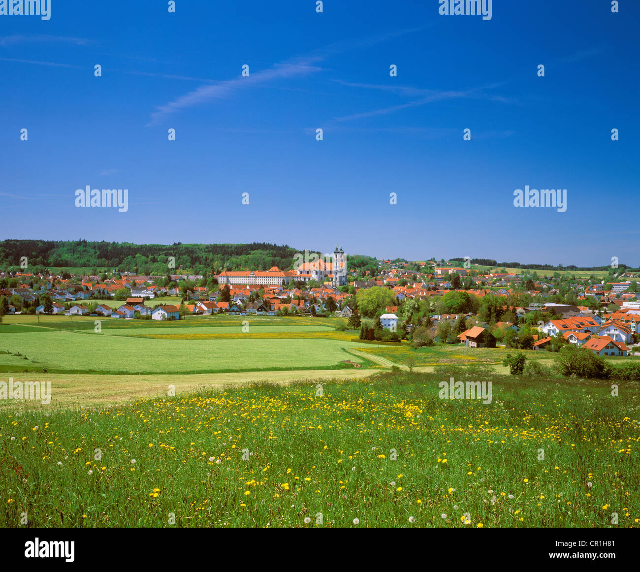 Ottobeuren mit der Benediktiner Abtei, Unterallgaeu, Allgäu, Schwaben, Bayern, Deutschland, Europa, PublicGround Stockfoto