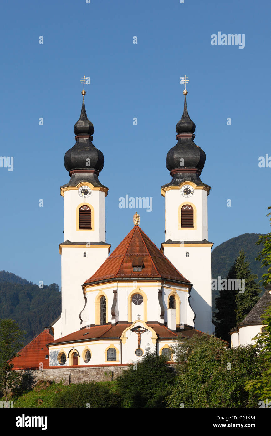 Pfarrkirche der Präsentation unseres Herrn Jesus Christus im Tempel oder Lichtmess, Aschau im Chiemgau, Oberbayern Stockfoto