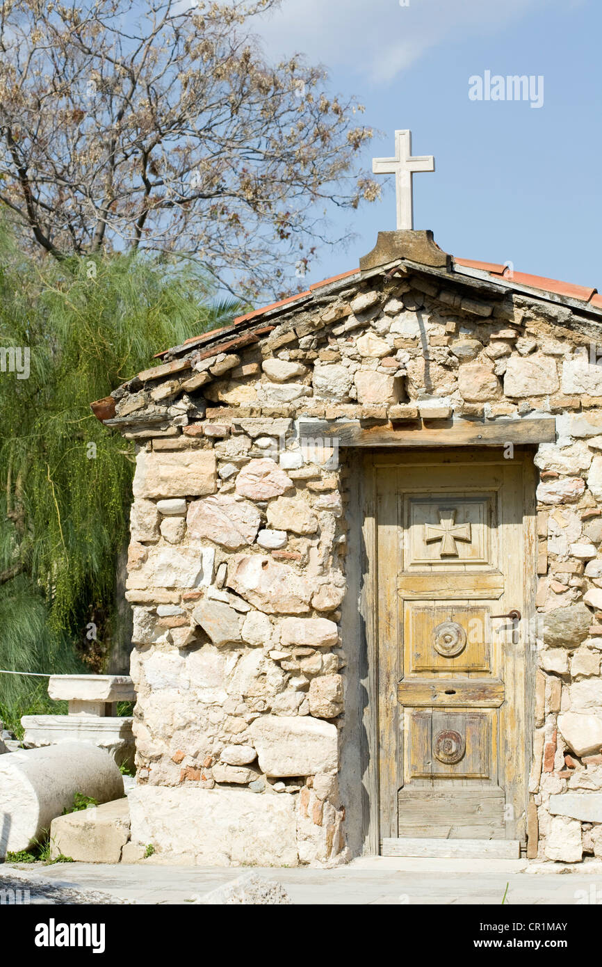 Attika, Athen, Akropolis, Griechenland, orthodoxe Kapelle auf der Südseite Stockfoto