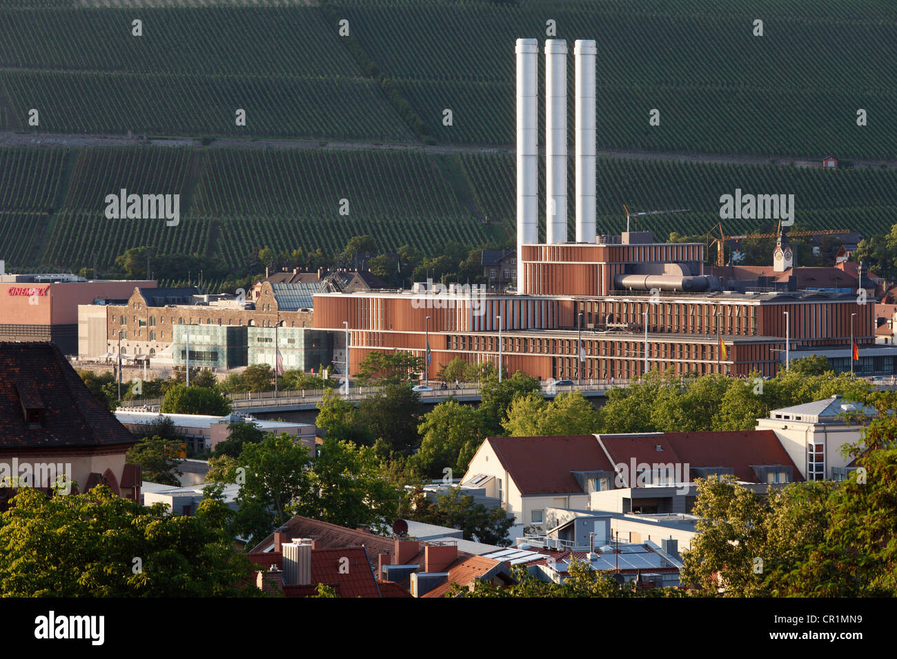 Heizkraftwerk, Würzburg, Unterfranken, Franken, Bayern, Deutschland, Europa, PublicGround Stockfoto
