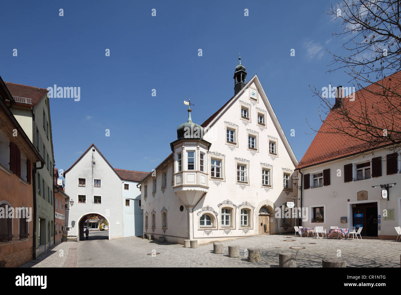 Erkerhaus, Bucht-fronted Haus, Rathaus, Graefenberg, Fränkische Schweiz, Oberfranken, Franken, Bayern Stockfoto