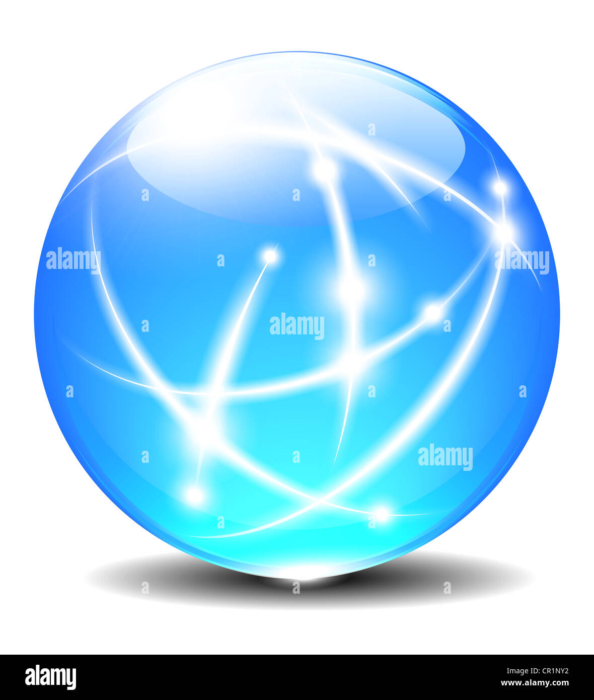 Transparente farbige Kugel Kommunikation Internet Globus Stockfoto