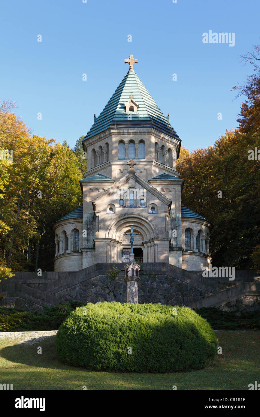 Byzantinisch-romanischen Votiv-Kapelle, Memorial Chapel St. Ludwig zum Gedenken an König Ludwig II in der Nähe von Berg am Starnberger See zu sehen Stockfoto