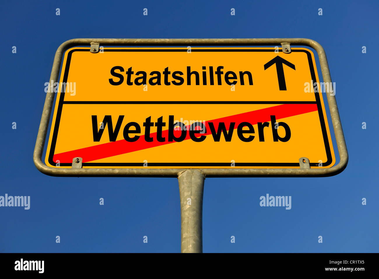 Ortsschild, Stadtgrenzen, Staatshilfen und Wettbewerb, Deutsch für ...