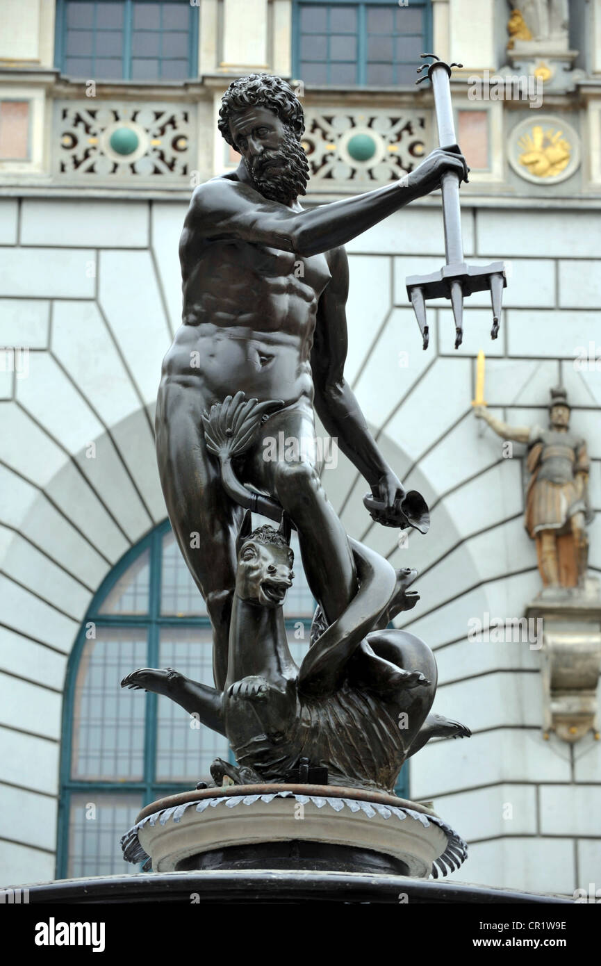 Neptun, Neptun Brunnen Statue, Danzig, Polen Stockfoto