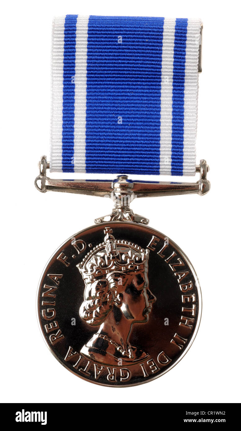 Polizei lange Service-Medaille, ausgeschnitten aus Polizei lange Service-Medaille, UK Stockfoto